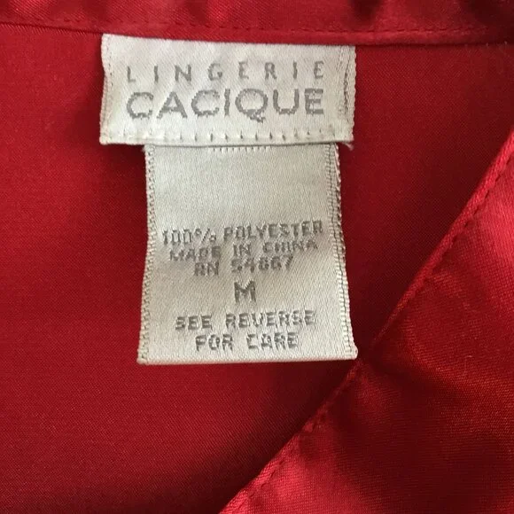 VTG Lingerie Cacique Red Satin Women 2 Pajama Set Mandarin Collar Frog Closure M - Picture 13 of 13